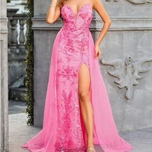 Double Crazy Women's Floral Embroidery Mesh Prom Dress (size M)